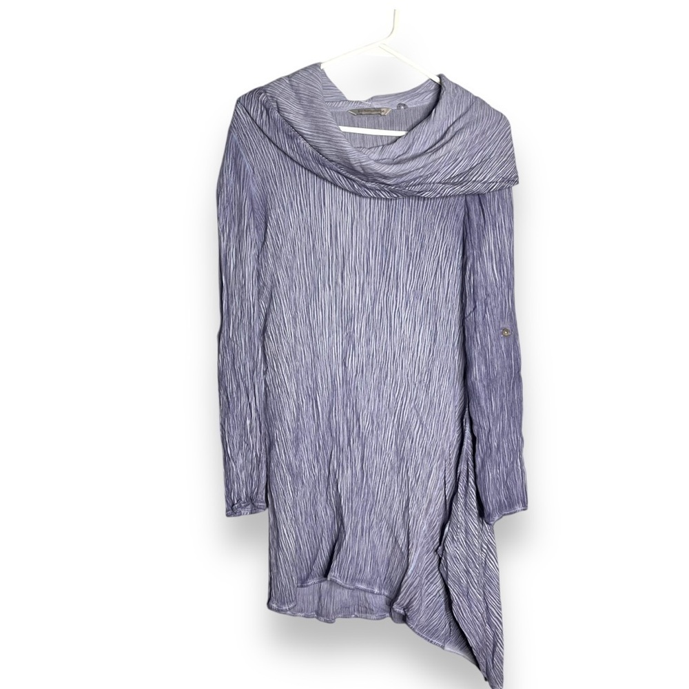 Soft Surroundings Asymmetrical Top NEW Womens XS Roll Tab Sleeve Cowl Neck